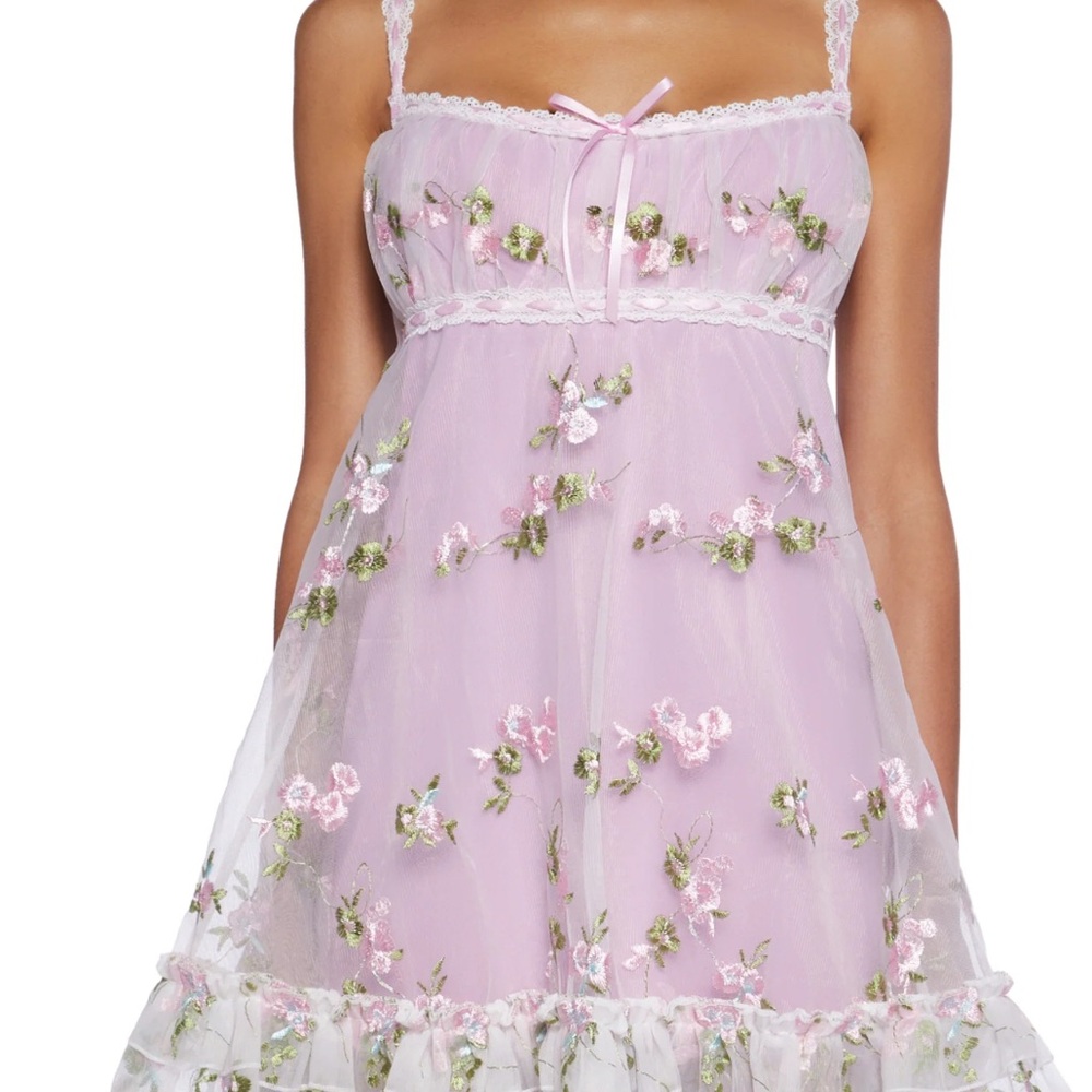 Floral Embroidered Purple and pink dress